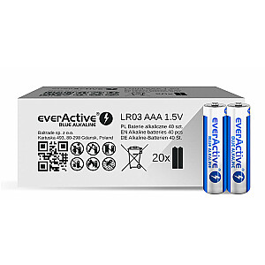 Щелочные батарейки everActive Blue Alkaline LR03 AAA - картонная коробка - 40 штук, лимитированная серия