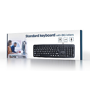 Gembird KB-US-103 Standartinė DIDŽIŲJŲ raidžių klaviatūra JAV, juodos spalvos