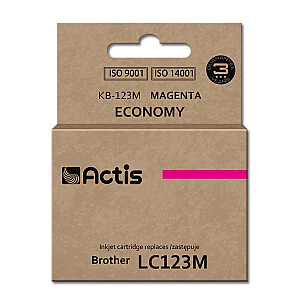 чернила Actis KB-123M для принтера Brother; Замена Brother LC123M/LC121M; стандарт; 10 мл; пурпурный
