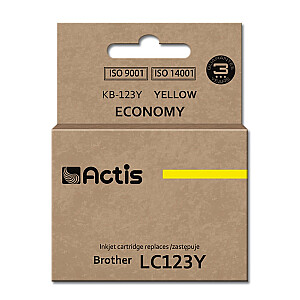 Actis KB-123Y rašalas, skirtas Brother spausdintuvui; Brother LC123Y/LC121Y pakeitimas; standartinis; 10 ml; geltona