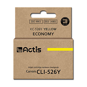 Actis KC-526Y rašalas, skirtas Canon spausdintuvui; Canon CLI-526Y pakeitimas; standartinis; 10 ml; geltona