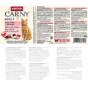 ANIMONDA Carny Adult вкус: индейка. курица. креветки - влажный корм для кошек - 400г