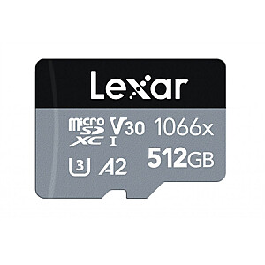 Didelio našumo „Lexar“ 512 GB „microSDXC“ 1066x UHS-I C10 A2 V30 U4