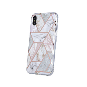 „Fusion“ geometrinis marmurinis silikoninis dėklas, skirtas „Apple iPhone 12 Pro Max Pink“
