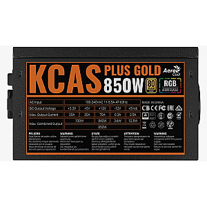 Maitinimo šaltinis Aerocool KCAS PLUS GOLD 850W 20+4 kontaktų ATX juodas