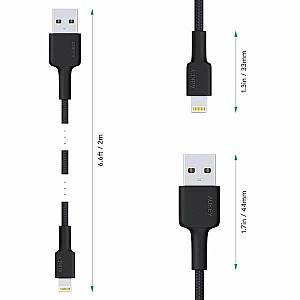 AUKEY CB-AL05 Черный кабель для быстрой зарядки Lightning-USB | 2м | МФО Apple