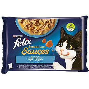 Felix Sensations Mix menkės su pomidorais, sardinės su morkomis – šlapias maistas katėms – 340g (4 x 85g)