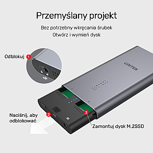 Корпус UNITEK USB-C для PCIe/NVMe M.2