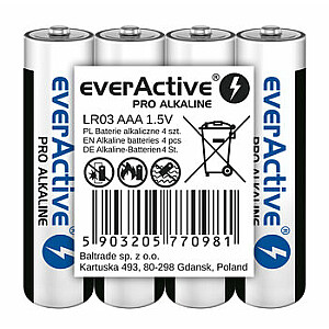 Šarminės baterijos AAA/LR03 everActive Pro 4 vnt.