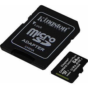 Карта Kingston Canvas Select Plus MicroSDXC 64 ГБ + 64 ГБ + 64 ГБ 10 klasės UHS-I/U1 A1 V10 (SDCS2/64GB-3P1A)
