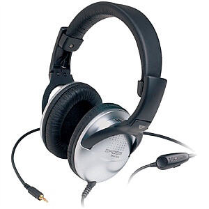 „Koss UR20“ ausinės, galvos juosta / ant ausies, 3,5 mm (1/8 colio), juoda / sidabrinė, triukšmą slopinanti,