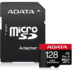 „ADATA AUSDX128GUI3V30SHA2-RA1“ atminties kortelė 128 GB „MicroSDXC 10“ klasės blykstės adapteris 80 MB / s 100 MB / s
