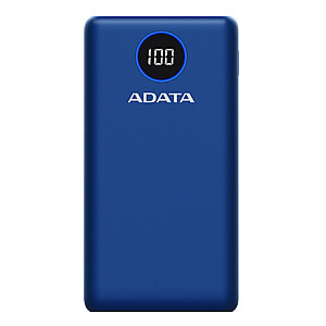 ADATA Power Bank AP20000QCD Li-Polymer, Blue, 20000 mAh, Micro-USB, USB Type-C, 2xUSB 2.0 Type-A, 1xUSB Type-C