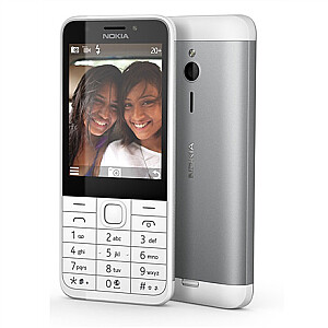 "Nokia 230 Sidabras, 2,8 colių, TFT, 240 x 320 taškų, 16 MB, Dual SIM Mini-SIM, Bluetooth, 3.0, USB versija, microUSB 1.1, įmontuota kamera, 2 MP pagrindinė kamera, 2 MP antrinis fotoaparatas, 1200 mAh