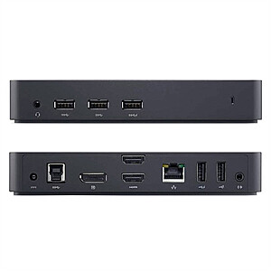 „Dell Ultra HD Triple Video Docking Station D3100“ USB vaizdo prijungimo stotis, 1 eterneto LAN (RJ-45) prievadai, 1 „DisplayPort“ skaičius, 2 USB 2.0 prievadų skaičius, 2 HDMI prievadų skaičius, Ethernet LAN, garantija 12 mėnesių