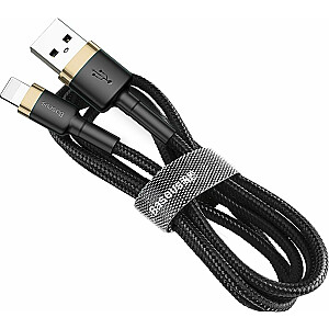 Baseus Cafule Cable USB kabelis Patvarus nailono USB / žaibo laidas QC3.0 2.4A 1M juoda-auksinė (CALKLF-BV1) Universali