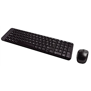 „Logitech MK220“ belaidė klaviatūra ir pelė, klaviatūros išdėstymas EN/RU, juoda, su pele, rusiška, USB mini imtuvas
