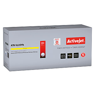 Activejet ATK-5220YN dažai Kyocera spausdintuvui; Kyocera TK-5220M pakaitalas; Aukščiausias; 1200 puslapių; geltona