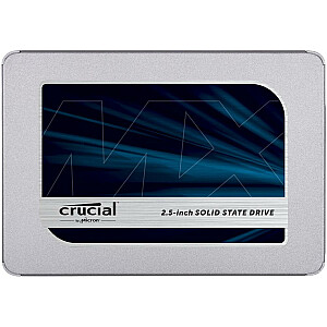SSD CRUCIAL MX500 1 TB SATA 3.0 TLC rašymo greitis 510 MB / s Skaitymo greitis 560 MB / s 2,5 colio MTBF 1 800 000 valandų CT1000MX500SSD1