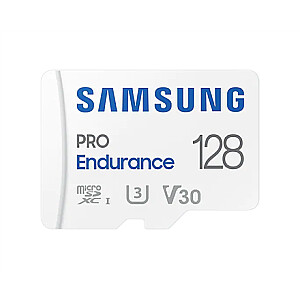 Samsung PRO Endurance MB-MJ128KA/EU 128 GB, „MicroSD“ atminties kortelė, „Flash“ atminties klasė U3, V30, 10 klasė, SD adapteris