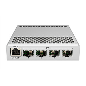 MikroTik jungiklis CRS305-1G-4S + IN PoE 802.3 af ir PoE + 802.3 at, Managed, Desktop, 1 Gbps prievadų skaičius (RJ-45) 1, SFP + prievadų skaičius 4