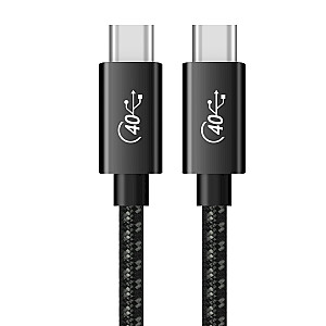 „Fusion Superior“ USB-C -> USB-C duomenų kabelis 100 W / 40 Gbps / USB 4 GEN 3 / 8K / 1,5 m juodas