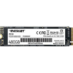 Твердотельный накопитель Dysk Patriot P310 480 ГБ M.2 2280 PCI-E x4 Gen3 NVMe (P310P480GM28)