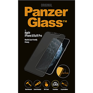 PanzerGlass P2664 Apple, iPhone X/Xs/11 Pro, grūdintas stiklas, juodas, tinkamas dėklui su privatumo filtru