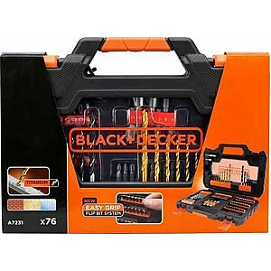 Black & Decker grąžtai Metalui, medžiui ir betonui 76 vnt. (A7231)