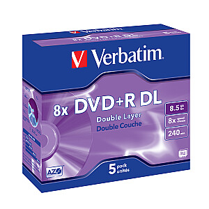 ВЕРБАТИМ 5x DVD + R DL 8,5 ГБ 8x JC