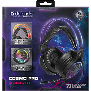 DEFENDER AUSINĖS SU COSMO PRO 7.1 MICROPHONE RGB LIGHT 64536