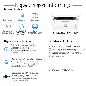 МУЛЬТИФУНКЦИОНАЛЬНОЕ УСТРОЙСТВО. МФУ HP LaserJet M140w 7MD72F