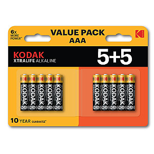 Kodak XTRALIFE AAA šarminės baterijos, 10 vnt. (pakavimas 5+5)