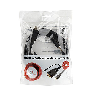 Адаптер видеокабеля Gembird A-HDMI-VGA-03-10 3 м HDMI + 3,5 мм VGA (D-Sub) Черный