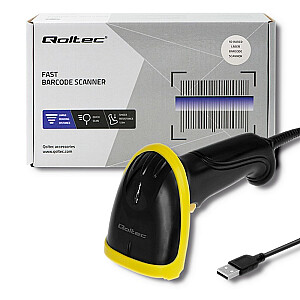 Qoltec 50860 laidinis 1D lazerinis brūkšninių kodų skaitytuvas | USB