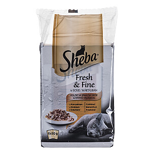 Mini lėkštės Sheba Fresh & Fine paukštienos padažas 6 x 50g