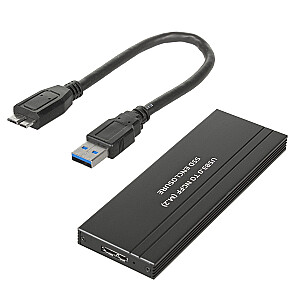 Maclean MCE582 SSD dėklo adapteris SSD M.2, NGFF, USB 3.0, dydis 2230/2240/2260/2280, aliuminio korpusas,
