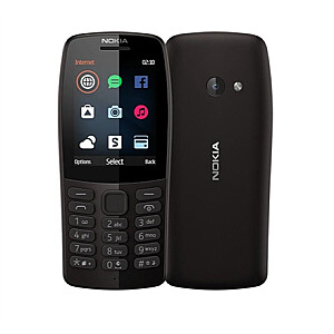 Nokia 210 Black, 2,4 colio, TFT, 240 x 320 pikselių, 16 MB, Dvi SIM kortelės, Bluetooth, 3.0, USB versija microUSB, pagrindinė kamera 0,3 MP, 1020 mAh