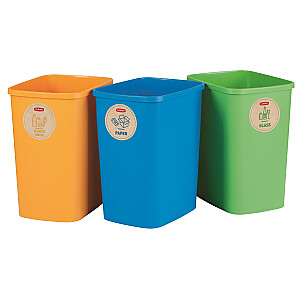 Набор для мусора без крышки Deco Flip Bin 3x25L синий / зеленый / желтый