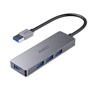 AUKEY CB-H36 aliuminio USB-A šakotuvas | itin plonas | 4in1 | 4xUSB 3.0 | 5 Gbps