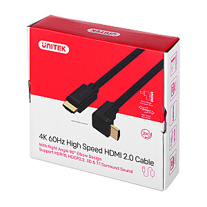 UNITEK Y-C1002 HDMI 2.0, 90°, 4K60HZ, кабель 2 м Черный