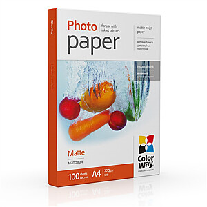 ColorWay Photo Paper 	PM220100A4  Matte, White, A4, 220 g/m²