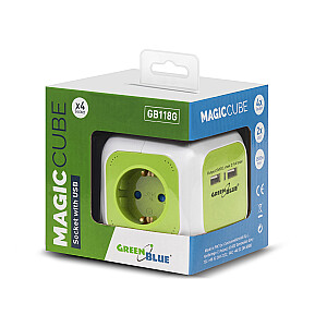 GreenBlue GB118 MagicCube 2xUSB 1,4m, prancūziškas tipas, kelių galių, 2xUSBG