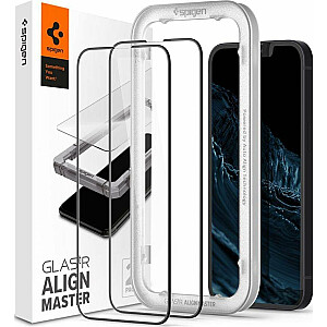 „Spigen“ GRŪDINTAS STIKLAS „SPIGEN ALM GLASS FC 2“ PAKETAS, SKIRTA IPHONE 13/13 PRO BLACK