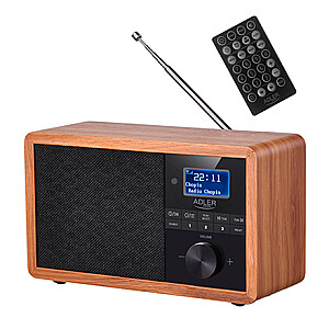 Adler Radio DAB+ Bluetooth AD 1184 LCD ekranas, juodas/rudas, aliarmo funkcija