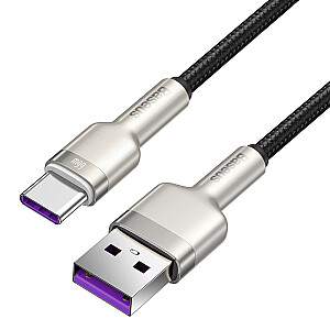 USB laidas, skirtas USB-C Baseus Cafule, 66W, 1m (juodas)