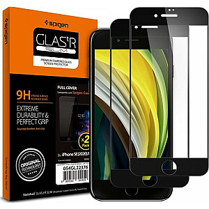 „Spigen“ GRŪDINTAS STIKLAS „SPIGEN GLASS FC 2 PACK IPHONE 7/8 / SE 2020 BLACK“