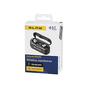 Ausinės BLOW Earbuds BTE200 BLACK išorinė baterija ausinėms 2000 mAh