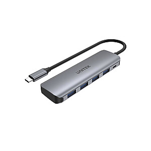 Sąsajos šakotuvas UNITEK H1107A USB 3.2 Gen 1 (3.1 Gen 1) Type-A 5000 Mbps pilka