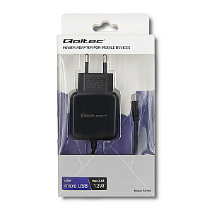 Qoltec 50196 įkroviklis 5V | 2,4 A | 12 W | Mikro USB | Juoda